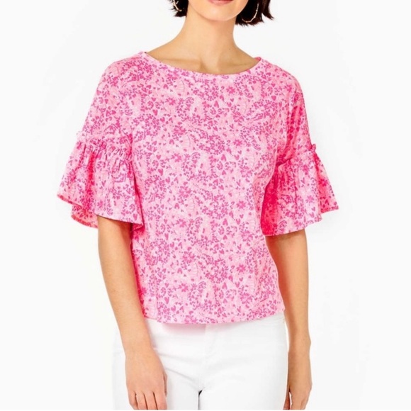 Lilly Pulitzer Tops - Lilly Pulitzer Ziva White Pink Shandy Invest A Gator Cotton Knit Top Shirt